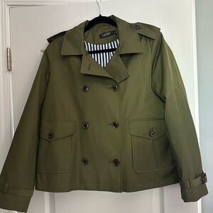 Lauren Ralph Lauren Olive Green Double-Breasted Trench Coat